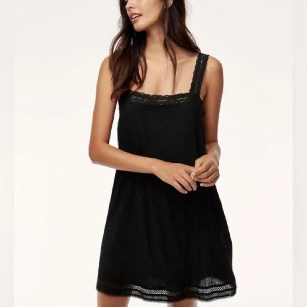 Aritzia Wilfred La Bohème Pintuck Leone Lace Dress Black Size XS